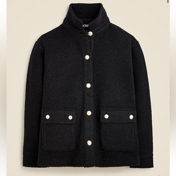 J.Crew Bouclé Shirt-Jacket in Black size XXS Shacket layering oversized warm - Picture 2 of 8